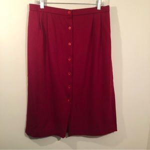Margaret Smith Wool Skirt Womens 16 Button Down with lining Red